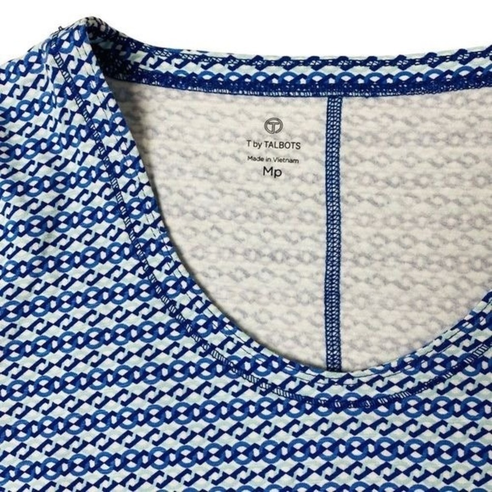 Talbots Blue Basic Top Tee Medium Petite Short Sl… - image 3